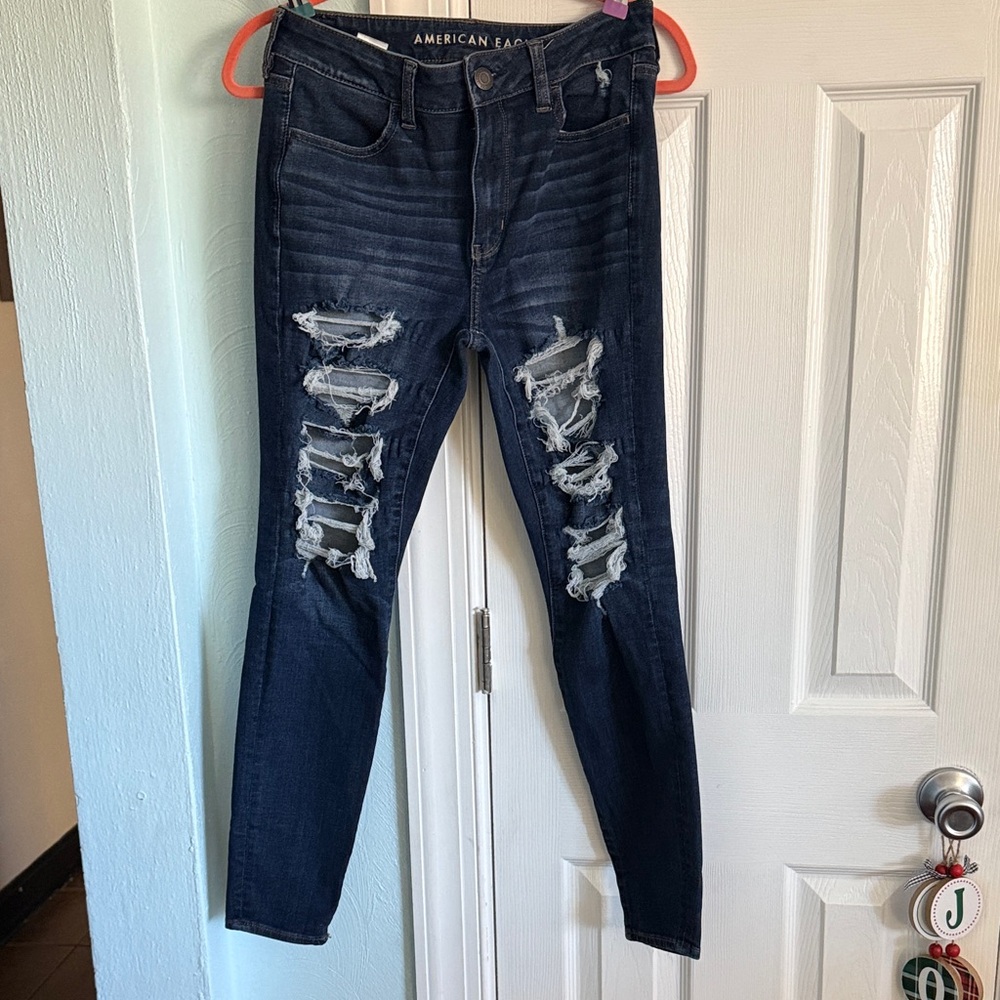American Eagle Outfitters Women's Ripped Navy Skinny Jeans